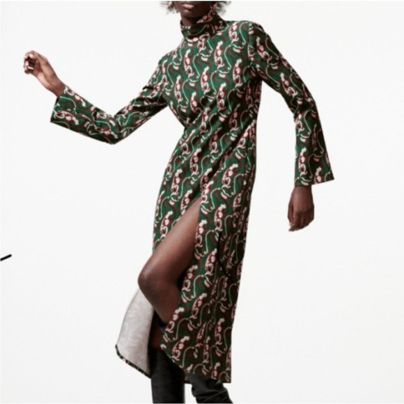 Zara Dresses & Skirts - Zara Green Floral Print Maxi Dress
